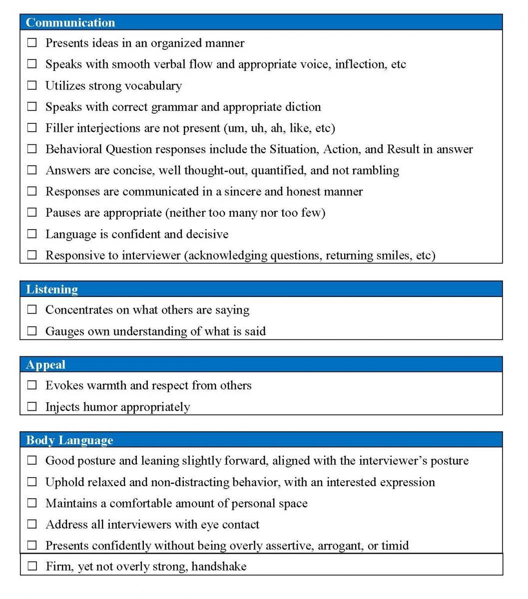 Interview Assessment Checklist